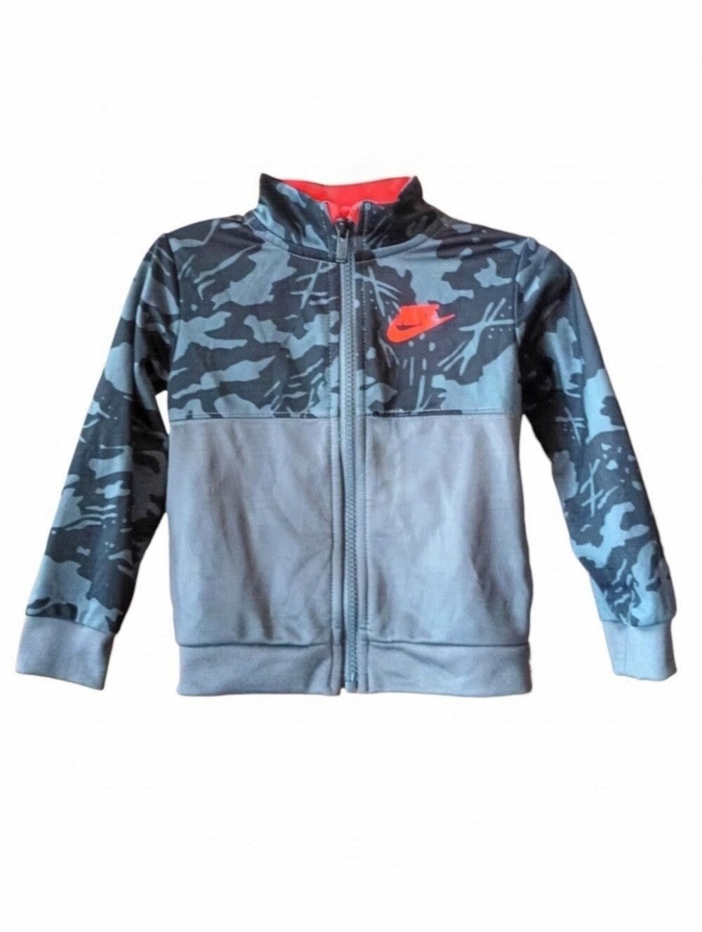 NIKE Boys Jacket Sporty Gray Black Camo Full Zip Toddlers Sz 24M